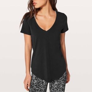 Lululemon, black, v neck tee - size 2.